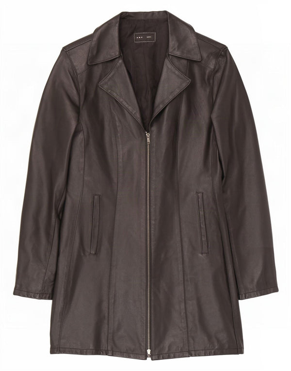 Sasch Womens Leather Coat UK 12 Medium Black