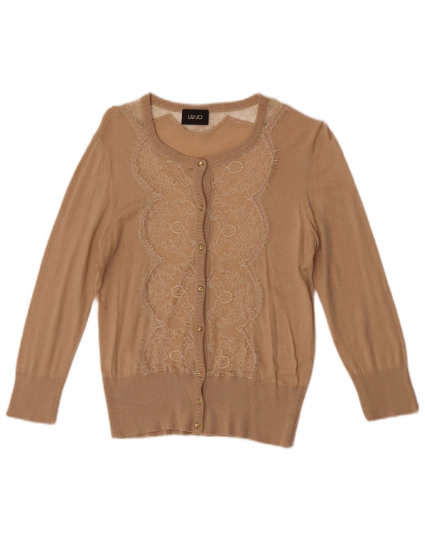 Damski sweter rozpinany Liu Jo z rękawem 3/4 UK 12, średni brąz w kwiaty