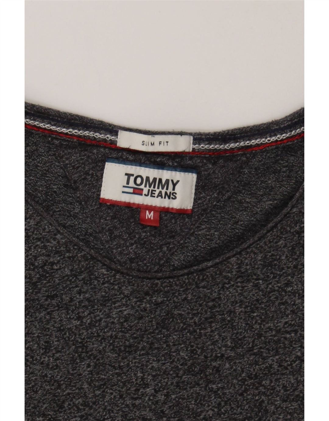 TOMMY HILFIGER Mens Slim Fit T-Shirt Top Medium Grey Cotton Vintage Tommy Hilfiger and Second-Hand Tommy Hilfiger from Messina Hembry 