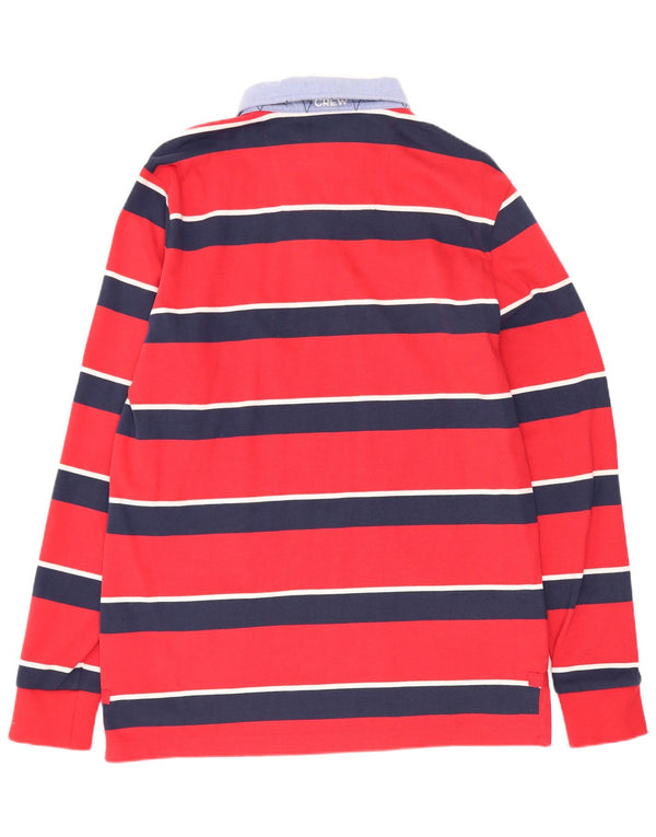 Crew Clothing Męska koszulka polo do rugby z długim rękawem, bawełniana w średnie czerwone paski