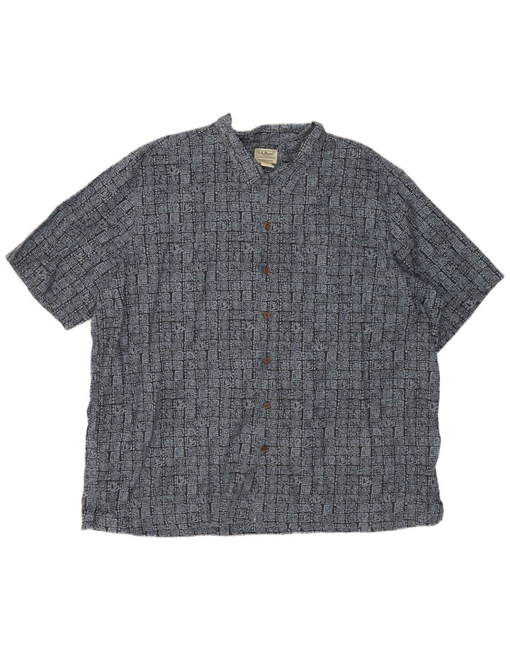 Męska koszula z krótkim rękawem L.L.Bean o tradycyjnym kroju, 2XL, niebieska geometryczna