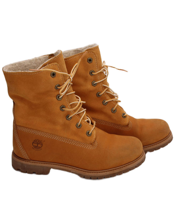 Timberland Damskie skórzane buty w stylu shearling, rozmiar brytyjski 5,5, brązowa skóra