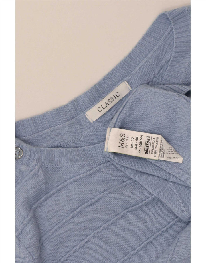 Marks & Spencer Damski sweter klasyczny z dekoltem w łódkę, UK 12, średni niebieski