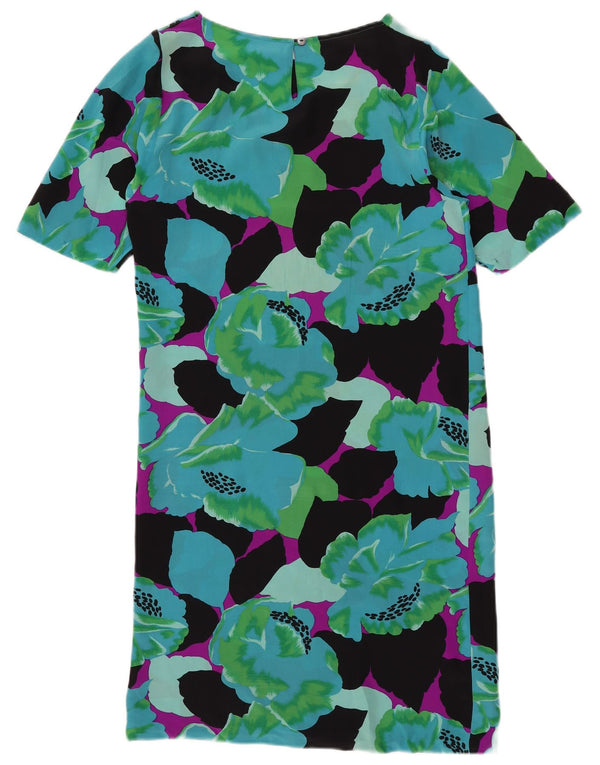 Damska sukienka typu shift VINTAGE UK 12 Średni wielobarwny kwiatowy jedwab