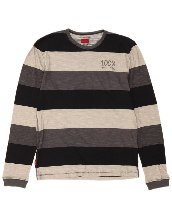 Męski graficzny top Levi's z długim rękawem, dużą, wielobarwną bawełną w paski