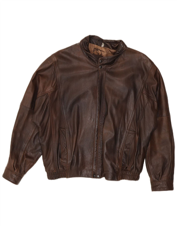 Vintage męska kurtka skórzana IT 52 XL brązowa