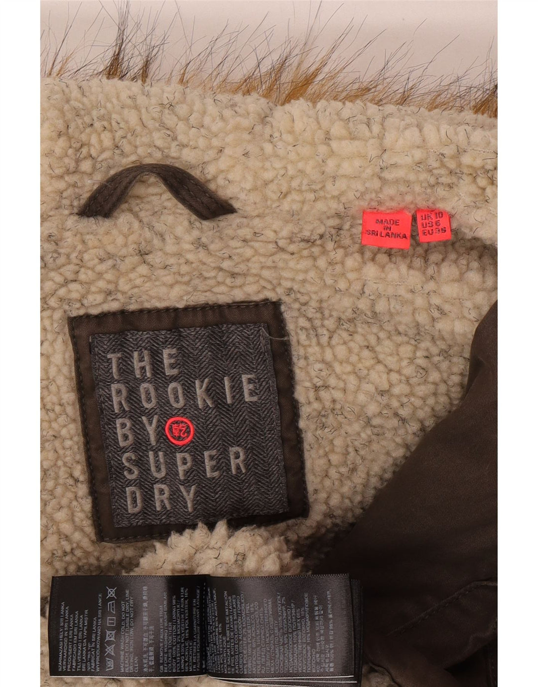 Damska kurtka Superdry Oversize z kapturem Sherpa Parka UK 10 Small Khaki