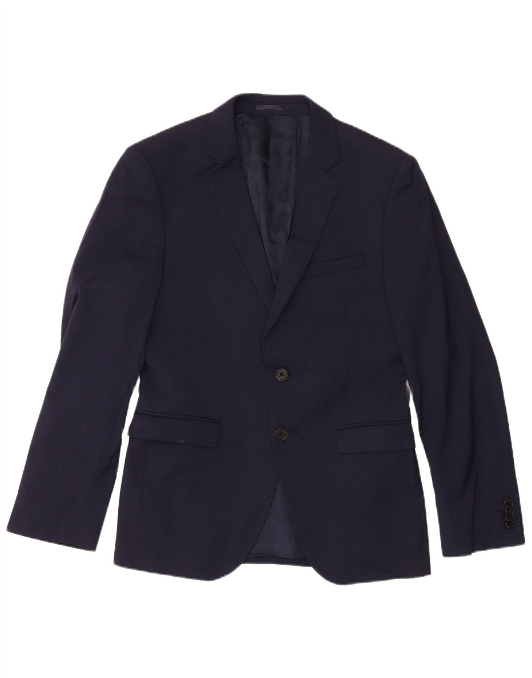Dkny Męska marynarka slim fit zapinana na 2 guziki UK 38 Średni granatowy wełniany