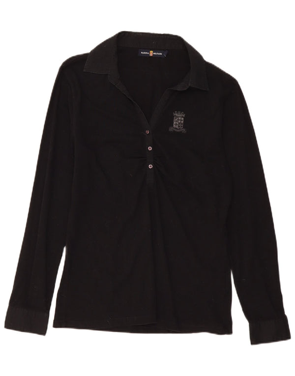Damska koszulka polo MARINA MILITARE z długim rękawem UK 18 XL, czarna bawełna