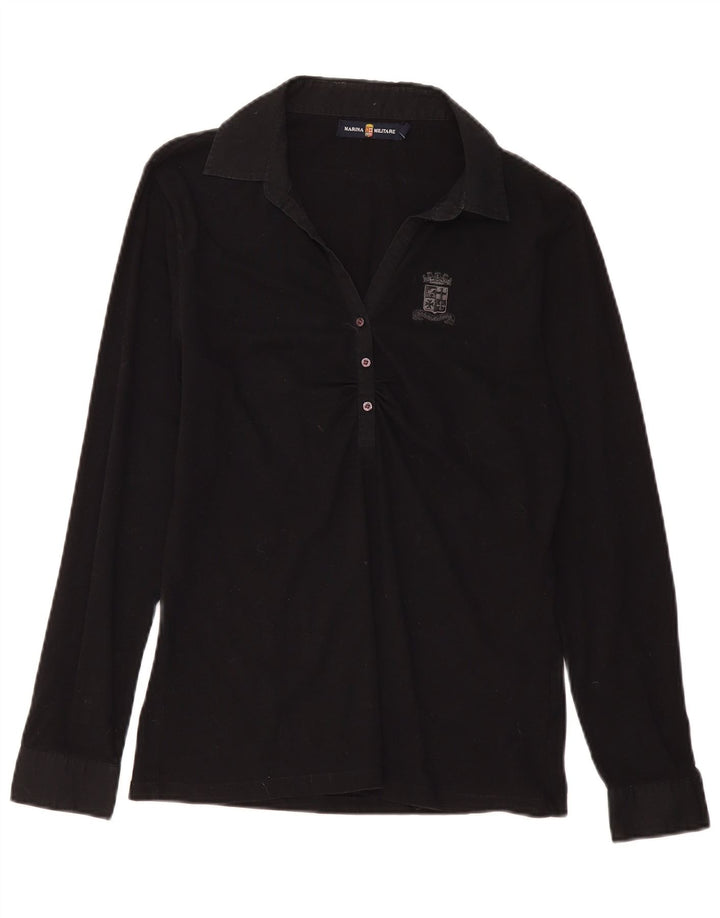 Damska koszulka polo MARINA MILITARE z długim rękawem UK 18 XL, czarna bawełna