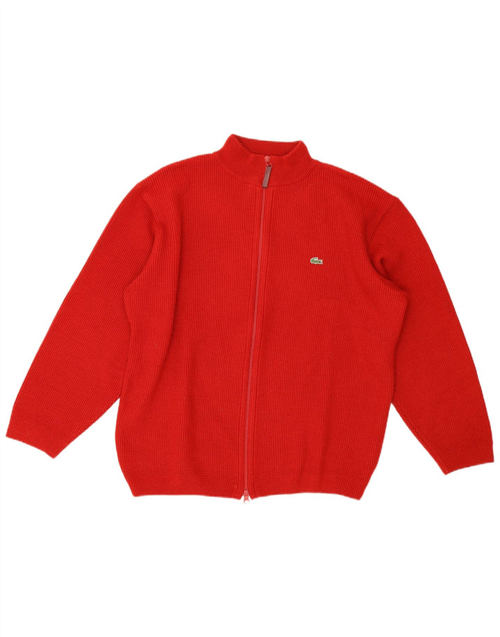 Lacoste Męski sweter rozpinany Rozmiar 6 XL, czerwona wełna