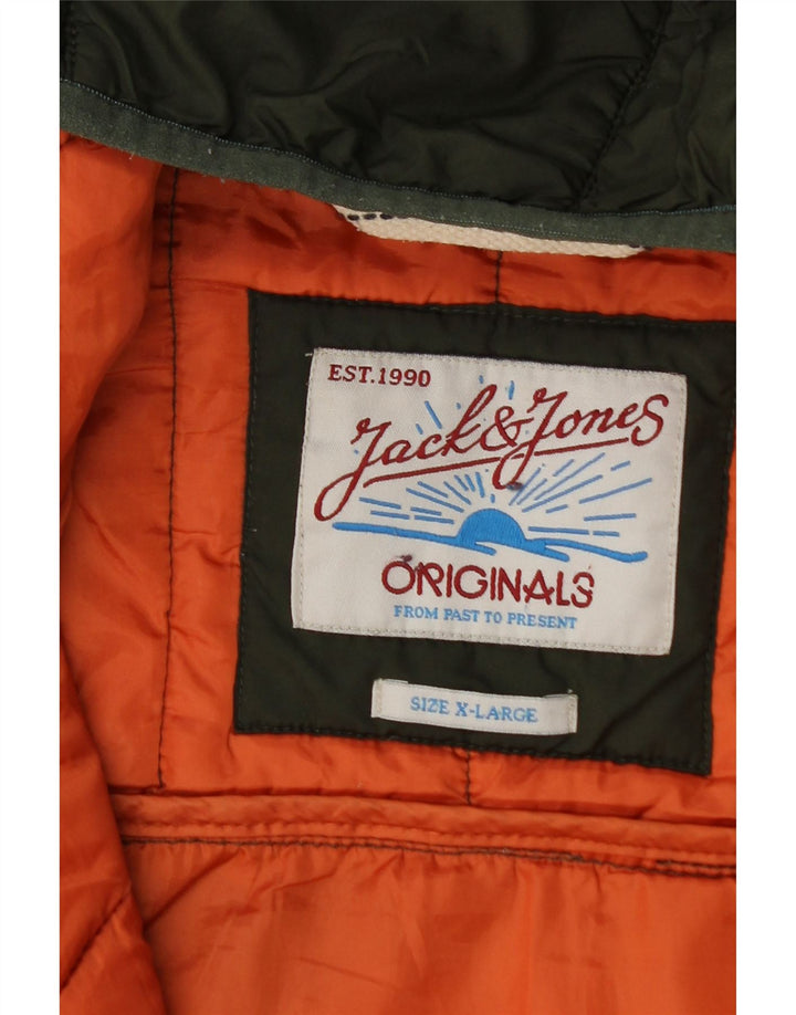 Męska ocieplana kurtka z kapturem Jack & Jones UK 42 XL, zielony poliester