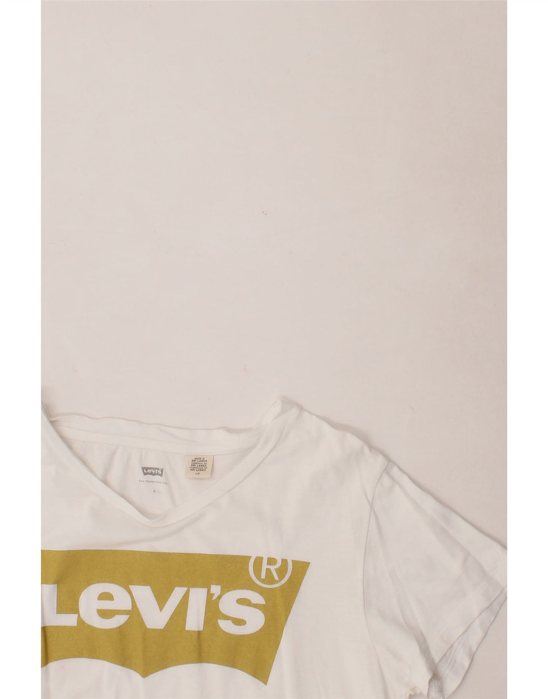 LEVI'S Womens Graphic T-Shirt Top UK 14 Large White Vintage Levi's and Second-Hand Levi's from Messina Hembry 