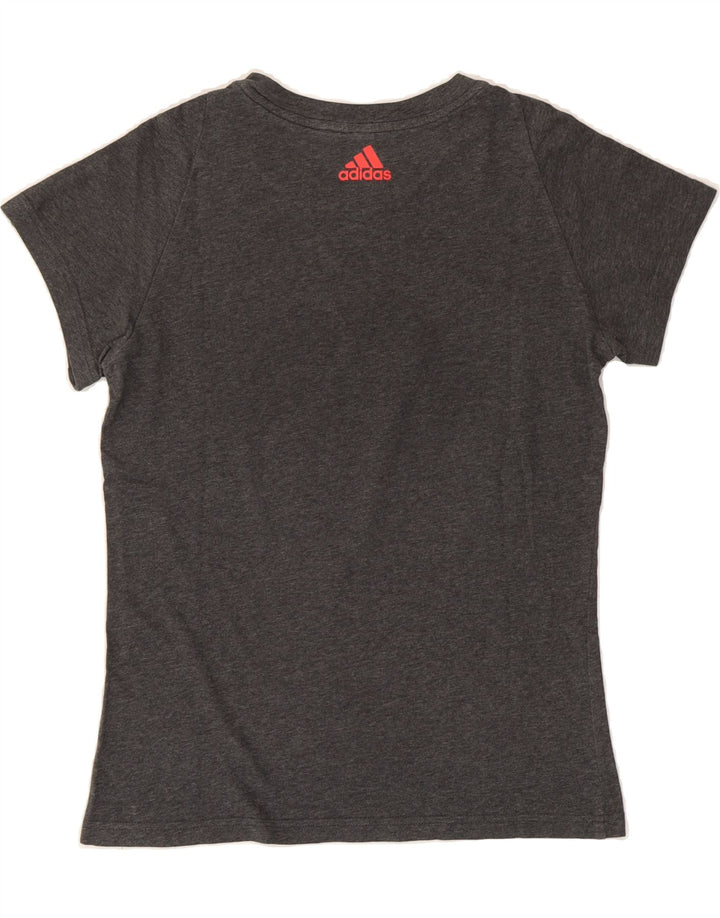 ADIDAS Womens Graphic T-Shirt Top UK 10 Small Grey Vintage Adidas and Second-Hand Adidas from Messina Hembry 