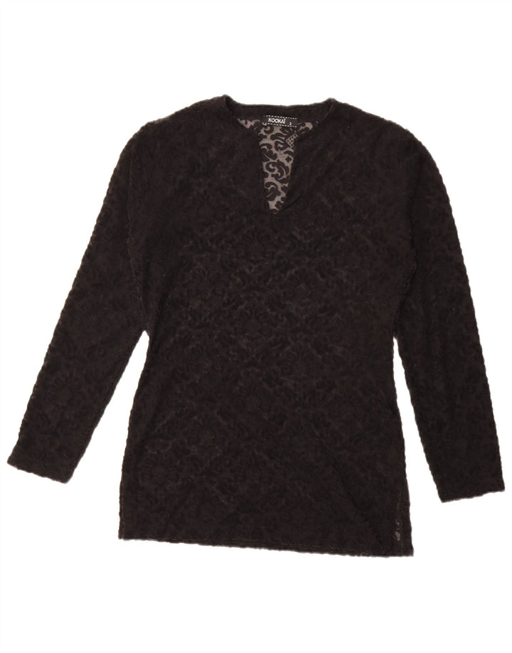 Damski top oversize Kookai, prześwitujący US 2 XS, czarny w kwiaty