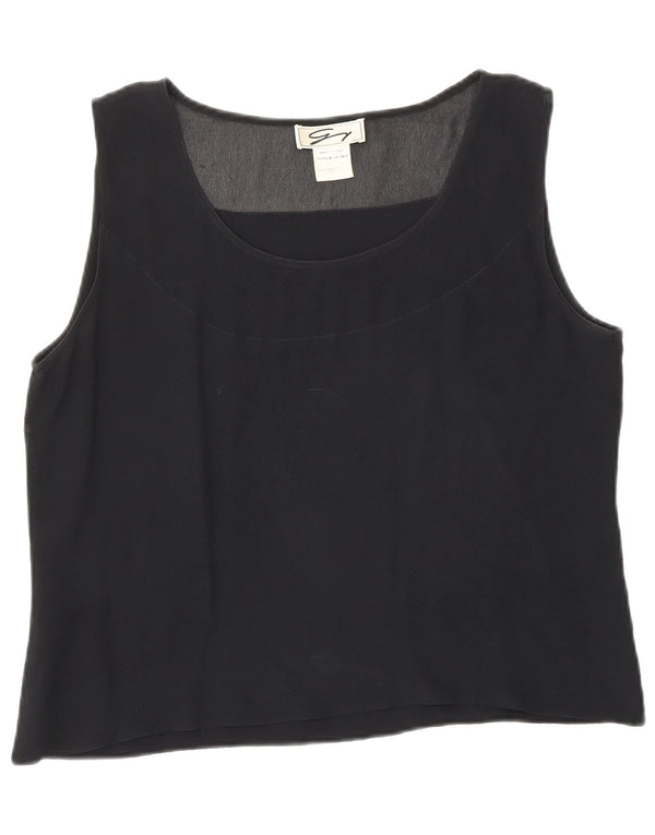 Damska bluzka bez rękawów Genny Crop Top UK 12 Średni czarny jedwab