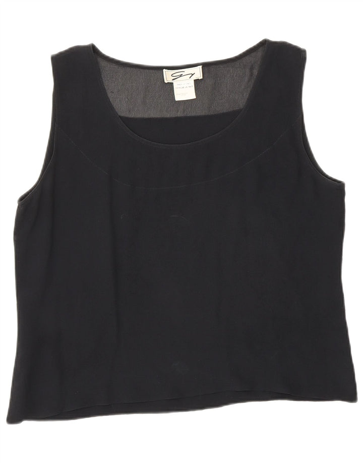 Damska bluzka bez rękawów Genny Crop Top UK 12 Średni czarny jedwab