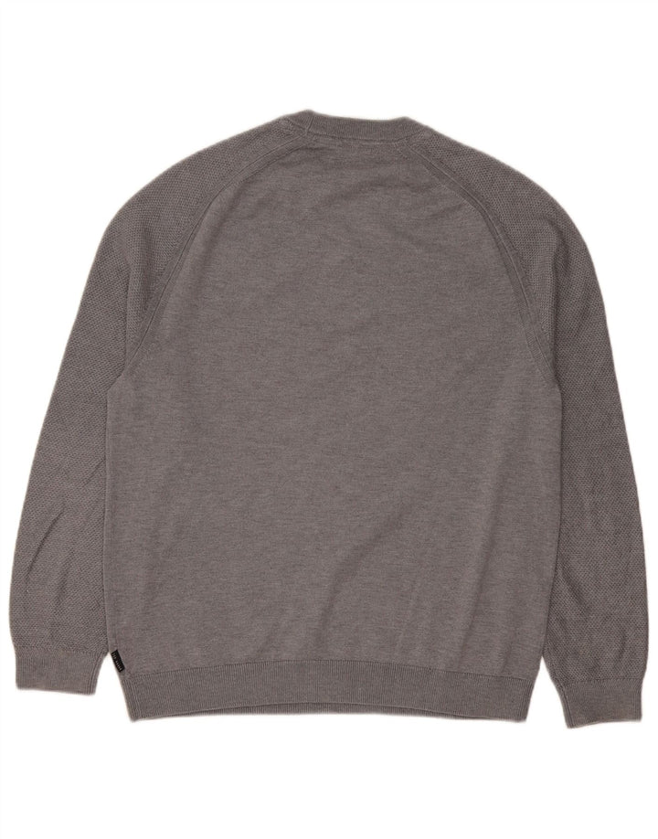 Męski sweter Ted Baker z okrągłym dekoltem, rozmiar 4, duży, szary, poliestrowy