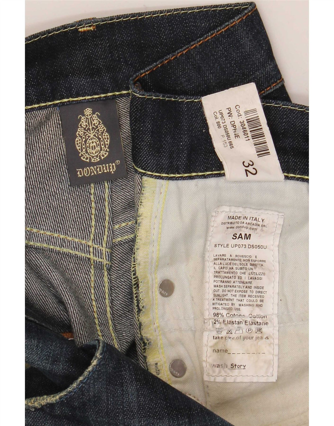 Dondup Męskie Sam Skinny Jeans W32 L29 Granatowa bawełna