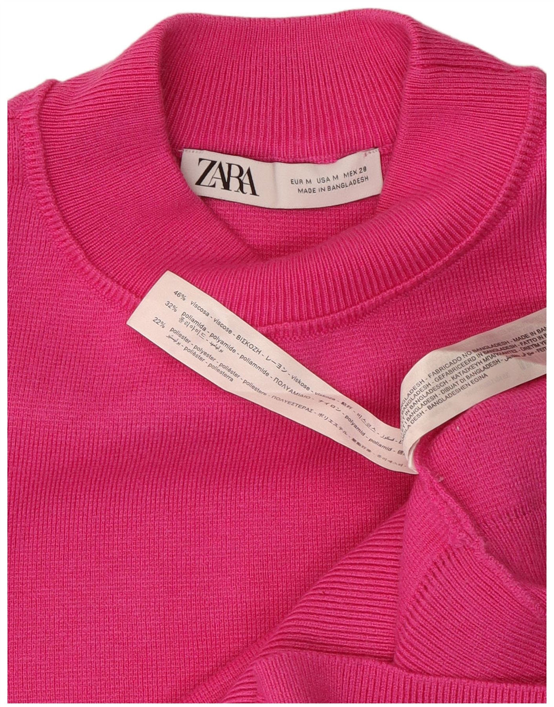 Damski sweter oversize z okrągłym dekoltem Zara UK 14 Średni różowy wiskoza