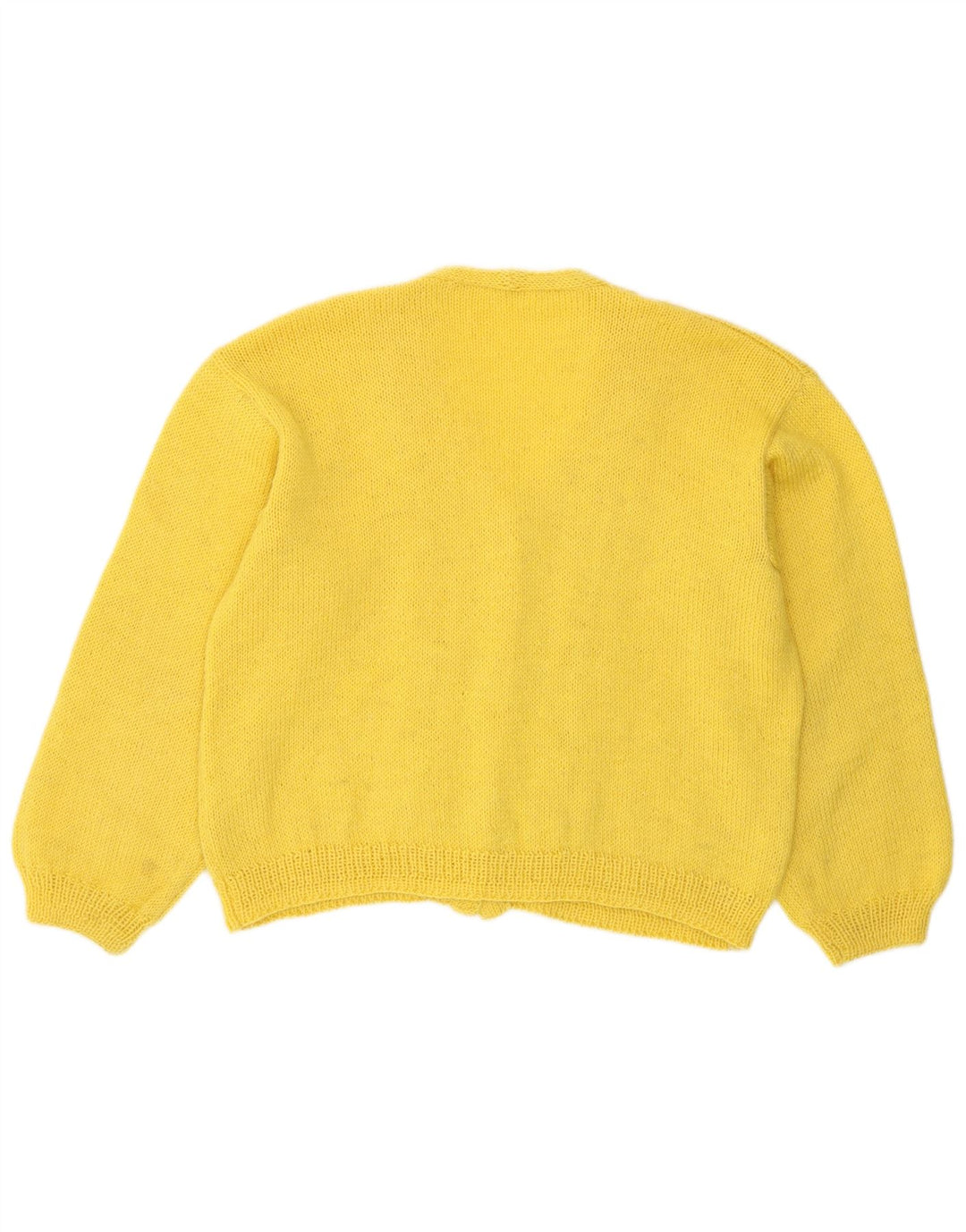 Sweter damski w stylu vintage, krótki kardigan UK 14, średni żółty