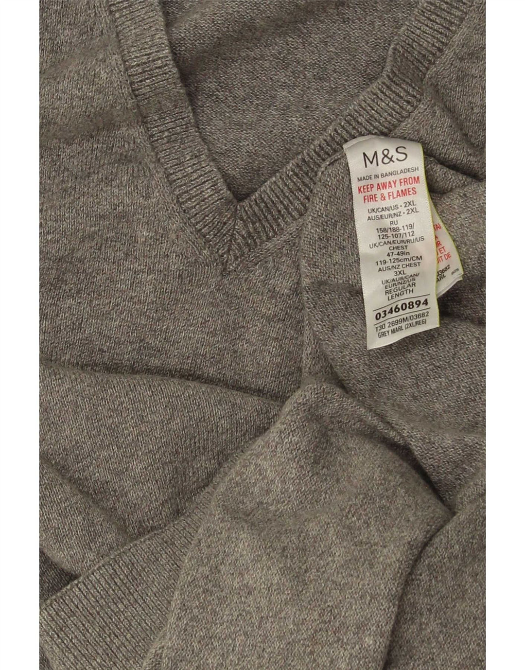 Marks & Spencer Męski podkoszulek bez rękawów, 2XL, szary, bawełniany