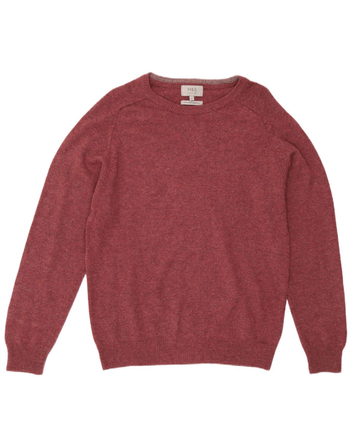 Marks & Spencer Męski sweter z dekoltem w łódkę, średni burgund, wełna owcza