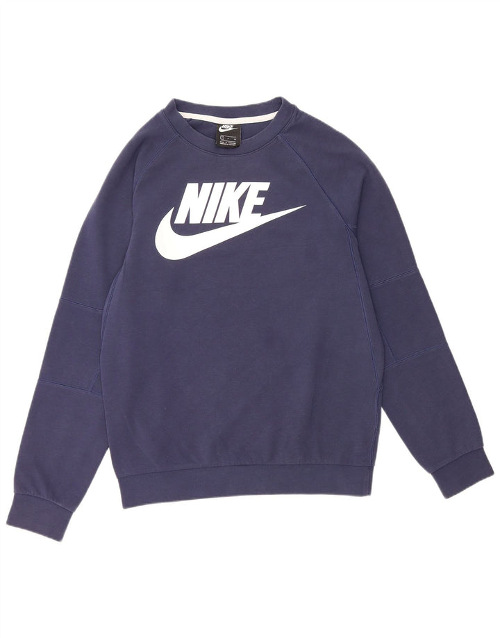 NIKE Mens Graphic Sweatshirt Jumper Small Navy Blue Cotton