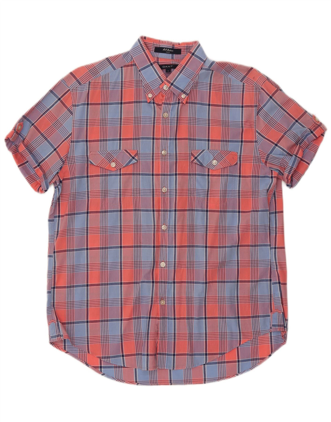 Męska koszula z krótkim rękawem Gant E-Z Fit, duża, wielokolorowa, bawełniana w kratę