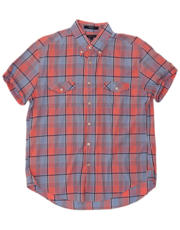 Męska koszula z krótkim rękawem Gant E-Z Fit, duża, wielokolorowa, bawełniana w kratę