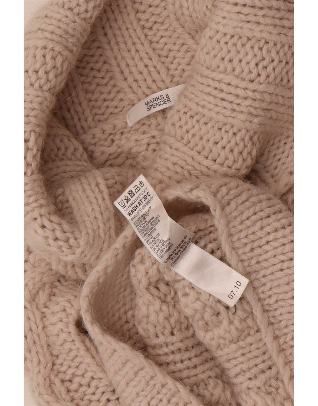 Marks & Spencer Damski sweter z golfem UK 10 Small Beżowy Akryl