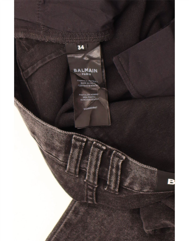 Męskie jeansy slim fit Balmain W34 L30 Szara bawełna