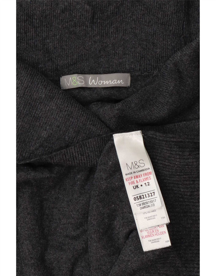 Marks & Spencer Damski sweter z golfem UK 12 Średni szary wiskoza