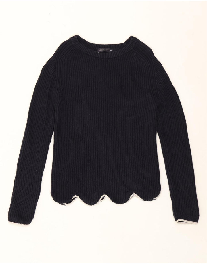 Marks & Spencer Damski sweter z okrągłym dekoltem, UK 10, mały, granatowy