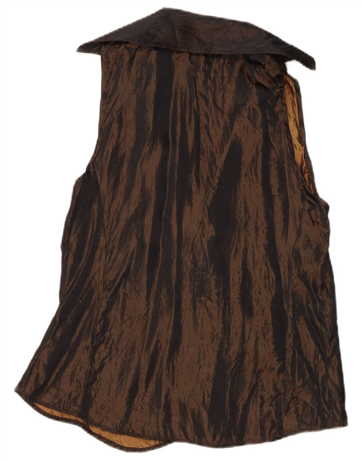 Damska bluzka koszulowa bez rękawów Zara UK 12 Średni brązowy octan