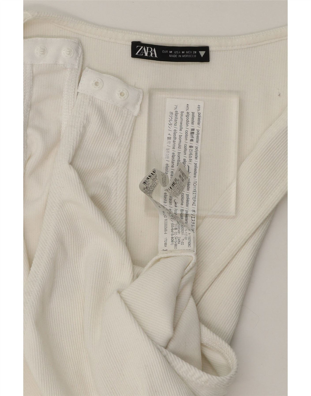 ZARA Womens Sleeveless Bodysuit UK 12 Medium White Polyester Vintage Zara and Second-Hand Zara from Messina Hembry 