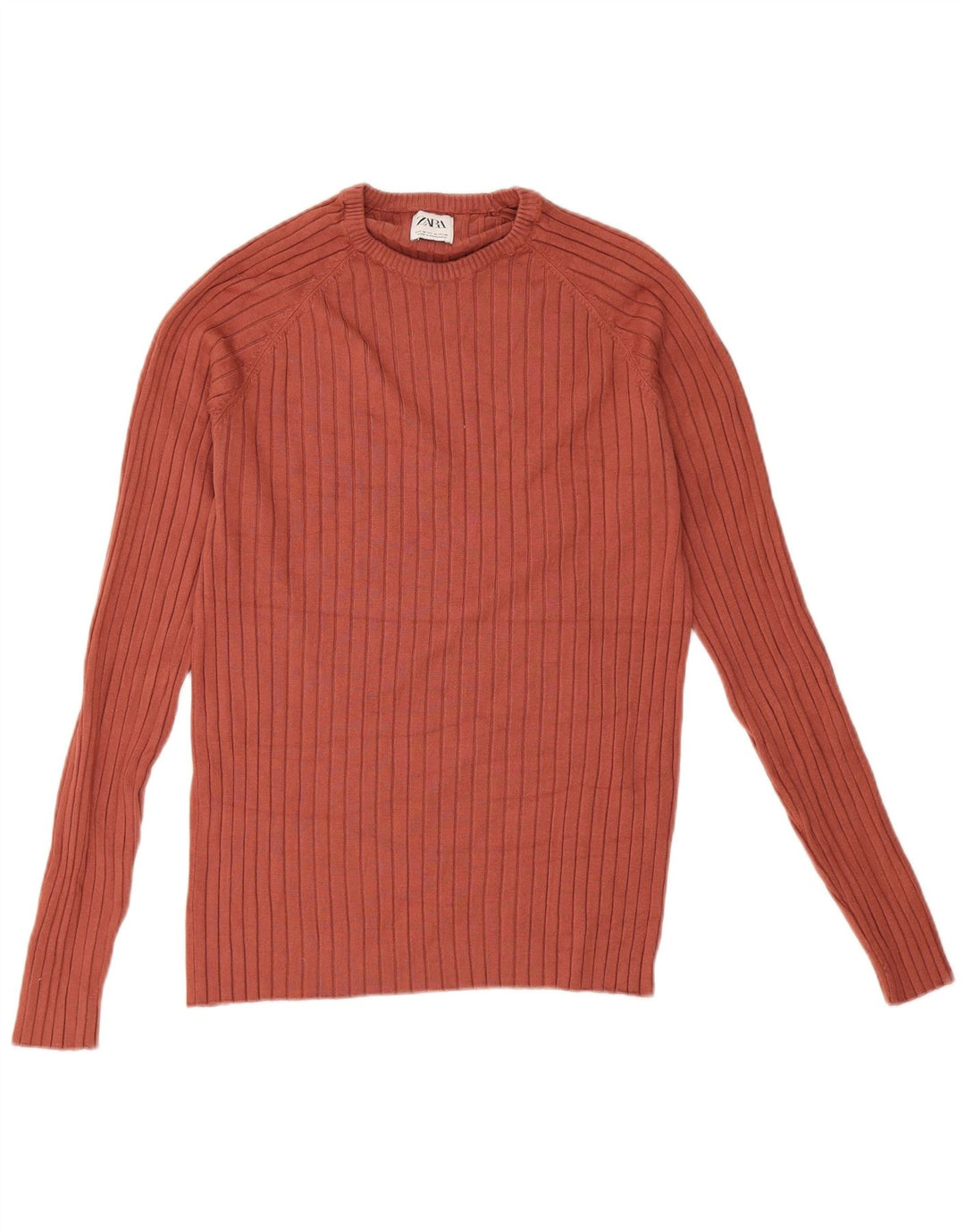 Męski sweter z okrągłym dekoltem Zara, średniobrązowa wiskoza