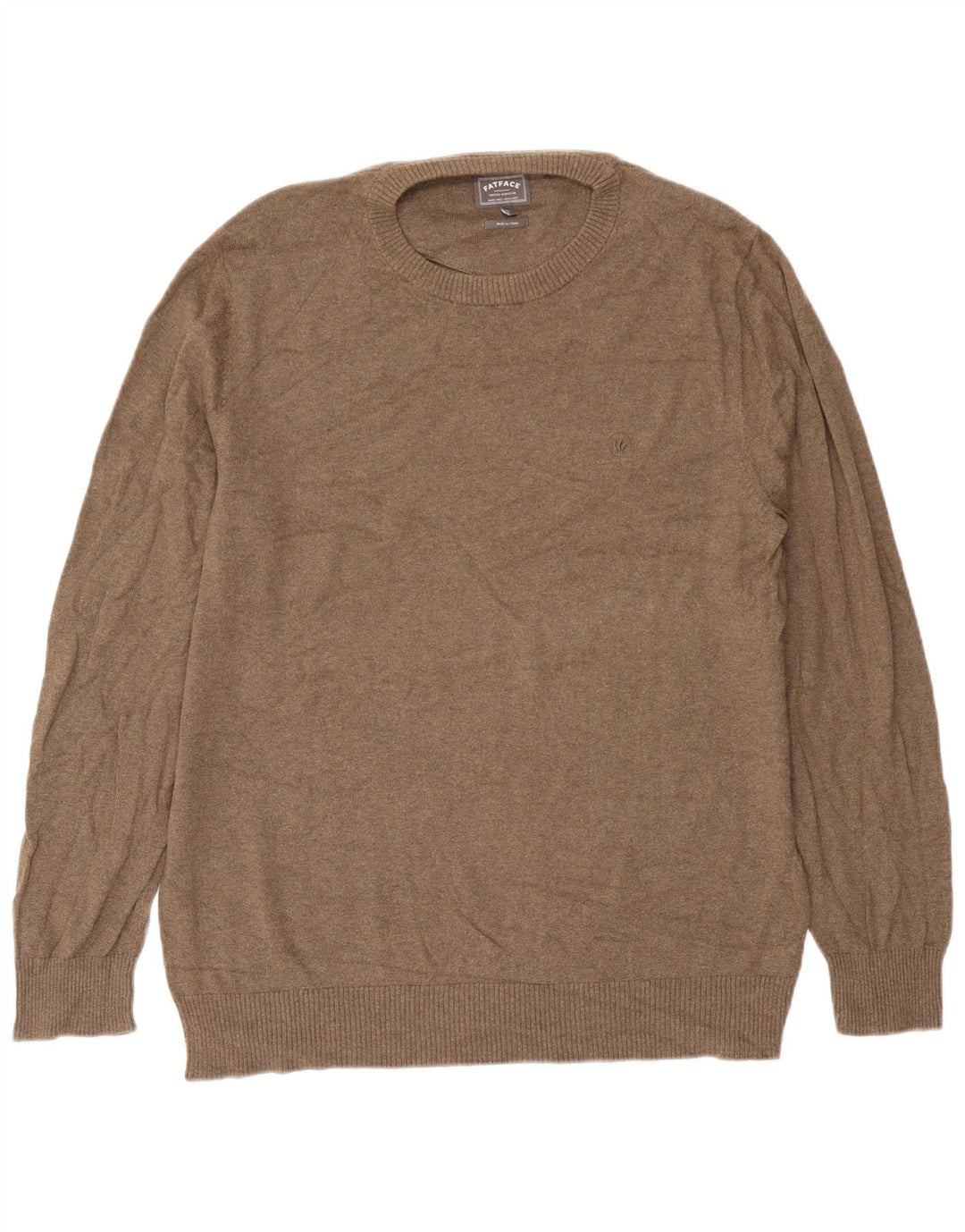 Męski sweter z okrągłym dekoltem Fat Face XL, beżowa bawełna