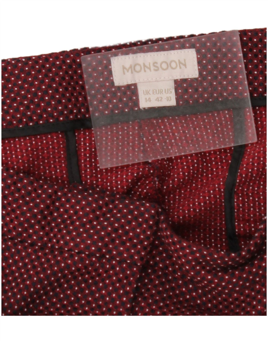 Krótkie spodnie damskie MONSOON UK 14 Large W32 L25 Burgundowe cętki