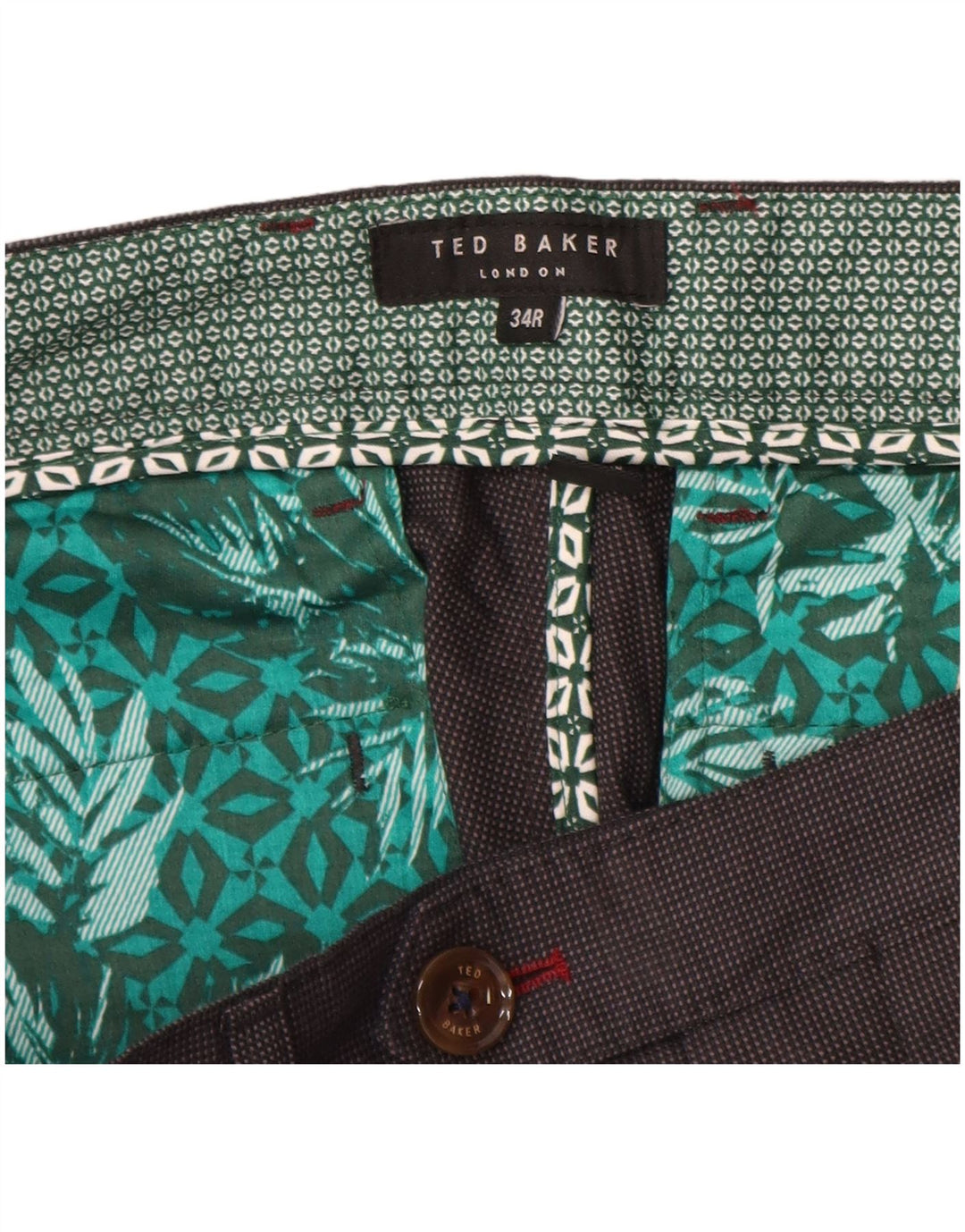 Męskie spodnie garniturowe Ted Baker W34 L32 Szare bawełniane