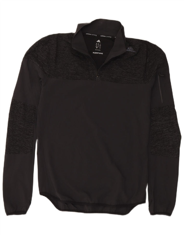 ADIDAS Mens Supernova Zip Neck Pullover Tracksuit Top Small Black