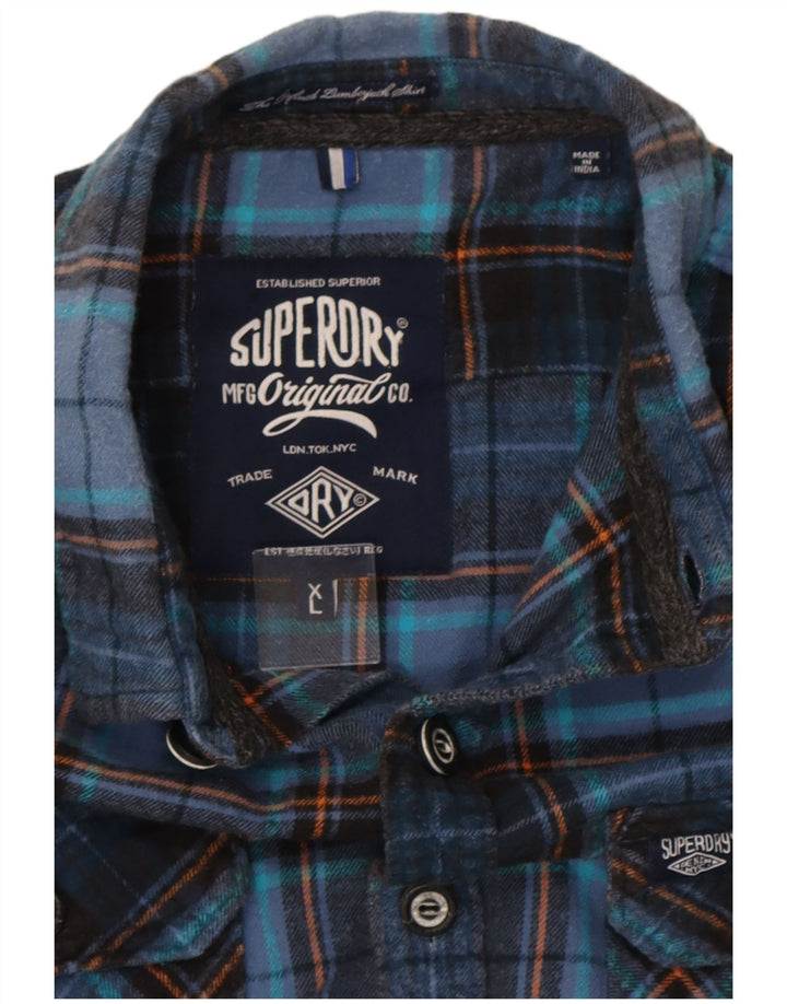 Męska koszula flanelowa Superdry XL, bawełniana, granatowa w kratę