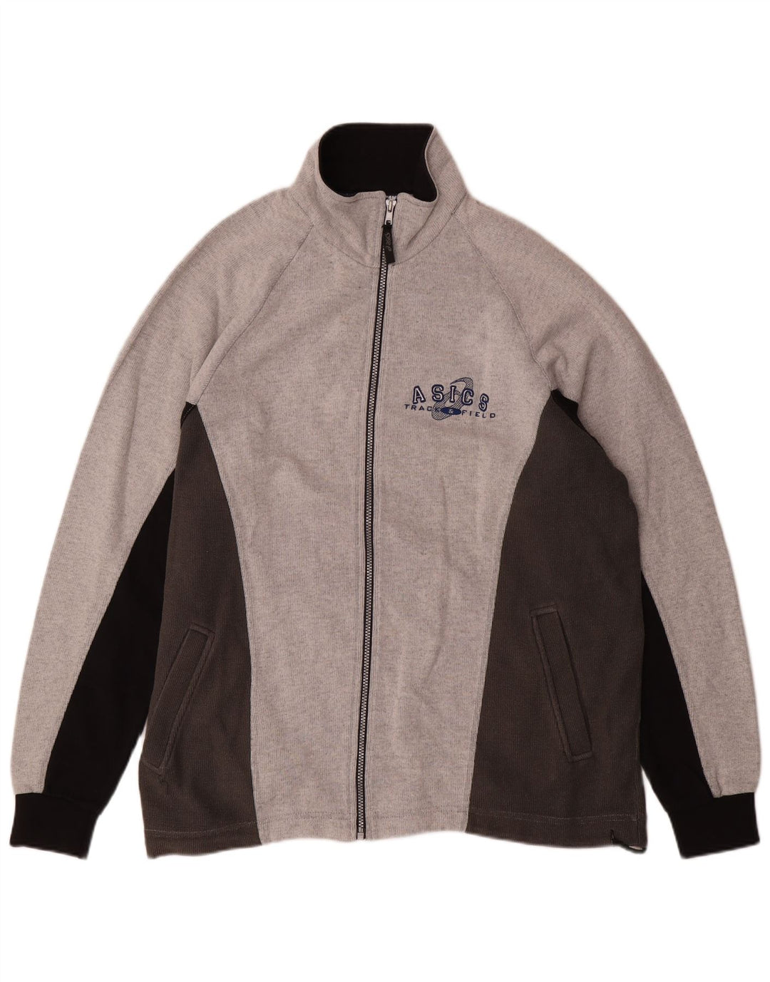 Męska kurtka dresowa ASICS, duża, szara, bawełniana w bloki kolorów