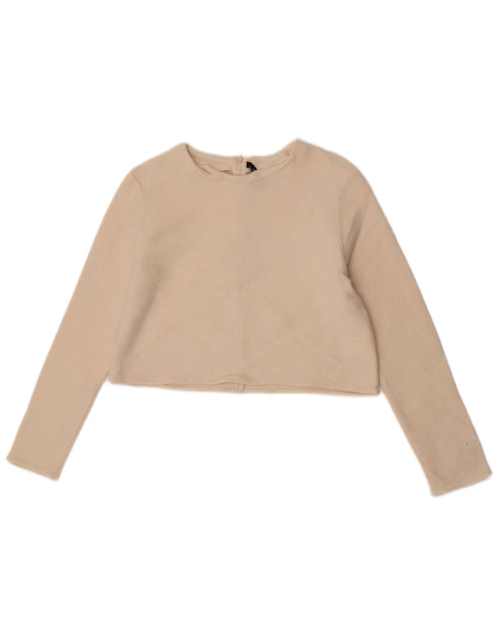 Sweter damski Zara z okrągłym dekoltem, UK 12, średni, biała wełna