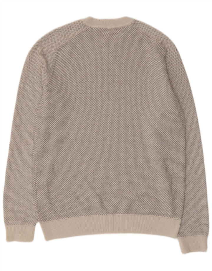 Męski sweter z okrągłym dekoltem Hugo Boss, średnioszary poliester