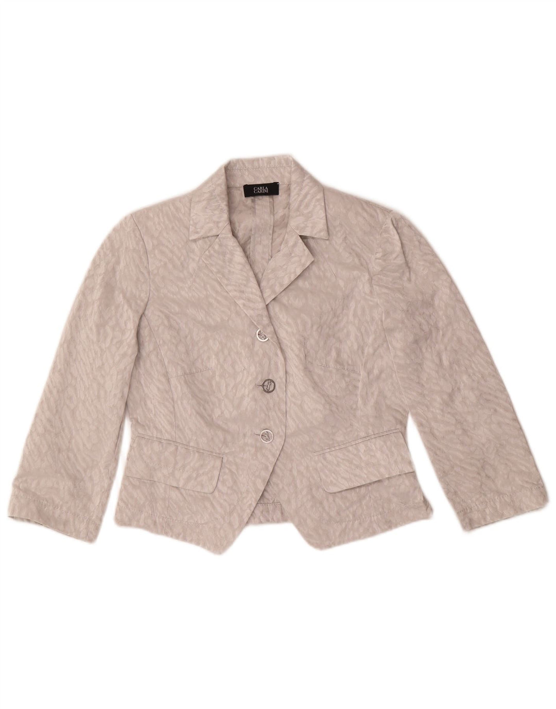 Damski krótki kardigan CARLA CARINI UK 10 z małym szarym nadrukiem zwierzęcym