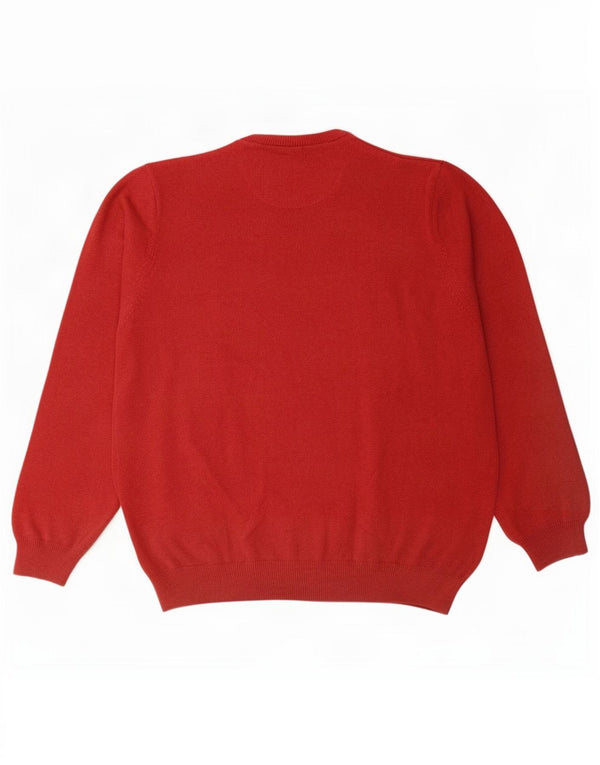 Marks & Spencer Męski sweter z okrągłym dekoltem XL, czerwony, bawełniany