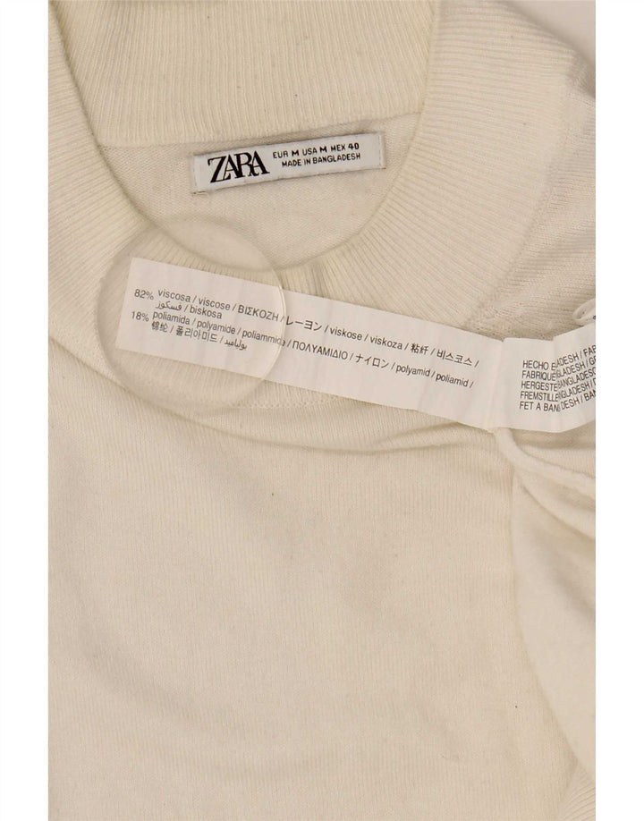 Męski sweter Zara z okrągłym dekoltem, średnio biała wiskoza