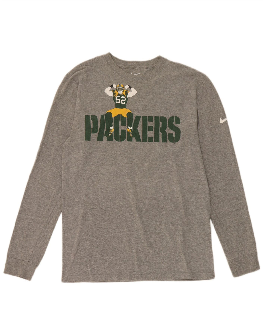 Nike Męskie Packers Graphic Top z długim rękawem, mały, szary, bawełniany