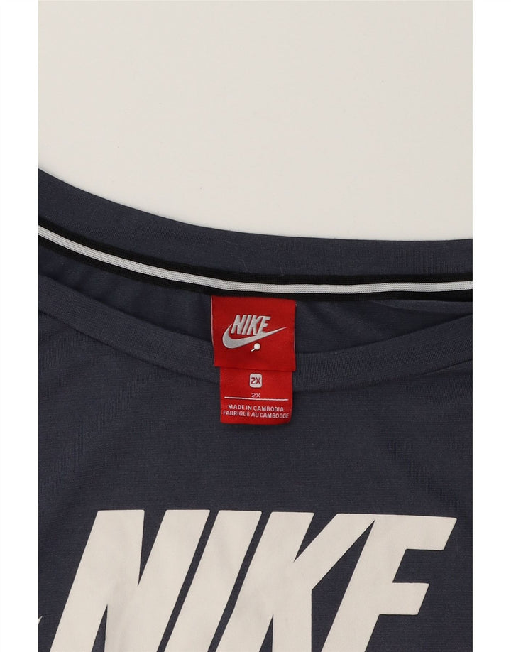 NIKE Womens Oversized Graphic T-Shirt Top UK 20 2XL Navy Blue Polyester Vintage Nike and Second-Hand Nike from Messina Hembry 